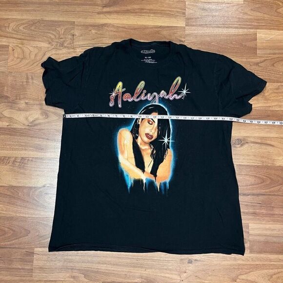 Aaliyah Womens Short Sleeve Crew Neck Aaliyah Portrait Graphic T-Shirt Black XL - Picture 6 of 7